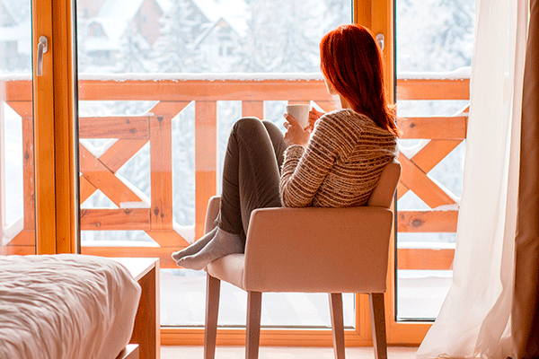 Double-glazed windows help keep cold air out in the wintertime