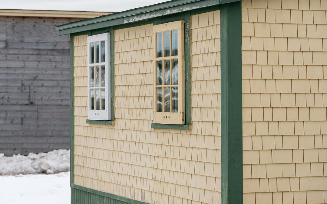 Storm windows on a cabin.